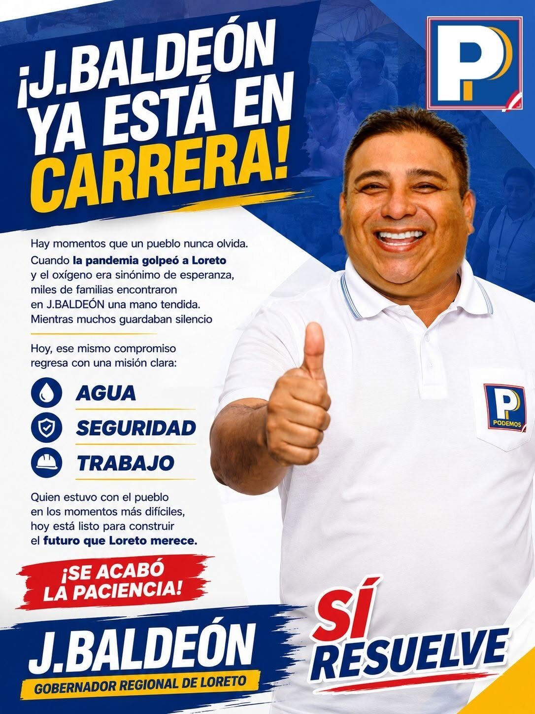 J. Baldeón ya está en carrera. Imagen pública de la página oficial de J. Baldeón.